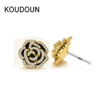 2021 new fashion brand flowers earrings luxury boucles doreille jewelry black camellia earring women fancy earring
