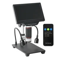 16mp 1080p digital industry video microscope camera 208x zoom 7 inch hd lcd soldering phone repair magnifier metal stand
