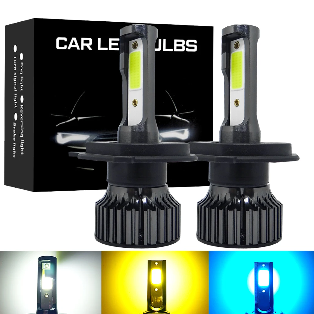 2pcs Car Headlight H4 Hi/Lo Beam LED H7 H1 H3 H8 H9 H11 HB3 HB4 9005 9006 30W 9000lm 6500K Auto Headlamp Fog Light Bulbs