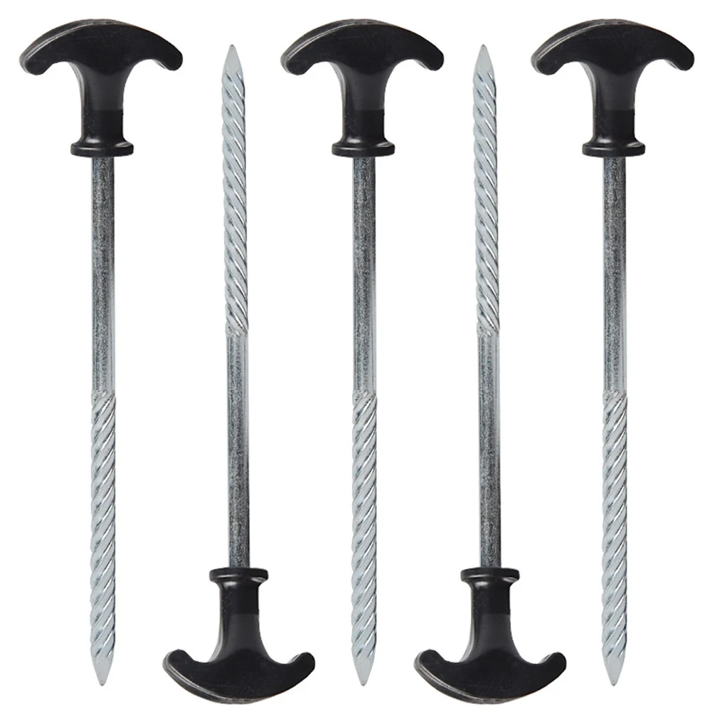 

10PCS T-Pegs Set Heavy Duty Galvanized Iron Fishing Camping Tent Threaded Nails Tools For Outdoor Camping Fishing Travel Tent