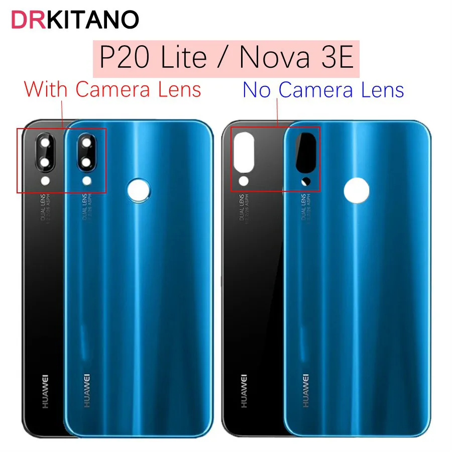 Для huawei P20 Lite задняя крышка для батареи+ объектив камеры для huawei P20 Lite Крышка для батареи Nova 3e Задняя Дверь Корпус чехол панель