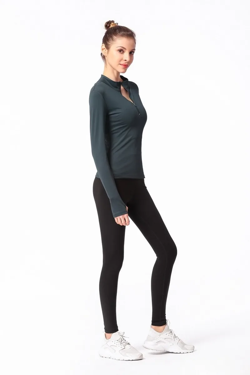 

Autumn and Winter Long-sleeved Tight-fitting Yoga Clothes Tops Half-zip Workout Clothes Yoga T-shirts Casual Running Bottoming