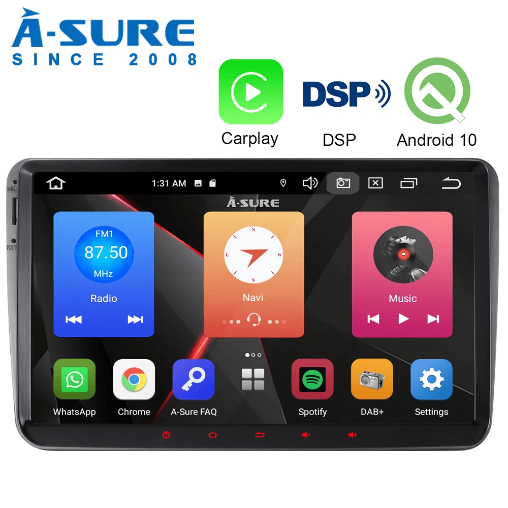 Автомагнитола A Sure 2 Din 7 ''Android 10 0 Carplay DSP GPS навигация для VW Golf 5 6 Passat b6 Touran T5 Caddy