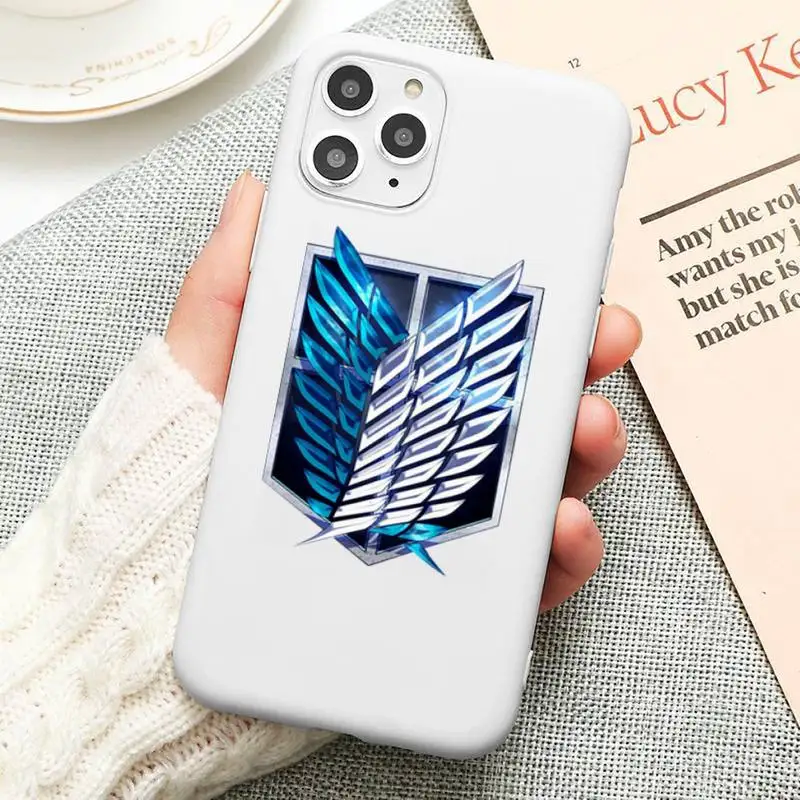 

Attack on Titan logo Levi Ackerman Phone Case Candy Color for iPhone 6 6S 7 8 11 12 XS X SE 2020 XR mini pro Plus MAX funda