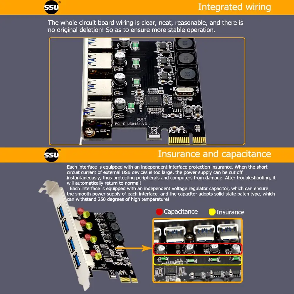 ALLOYSEED 4 порта USB 3 0 PCIe карта расширения PCI Express usb-хаб адаптер SSU U3V04S 4-портовый USB3.0