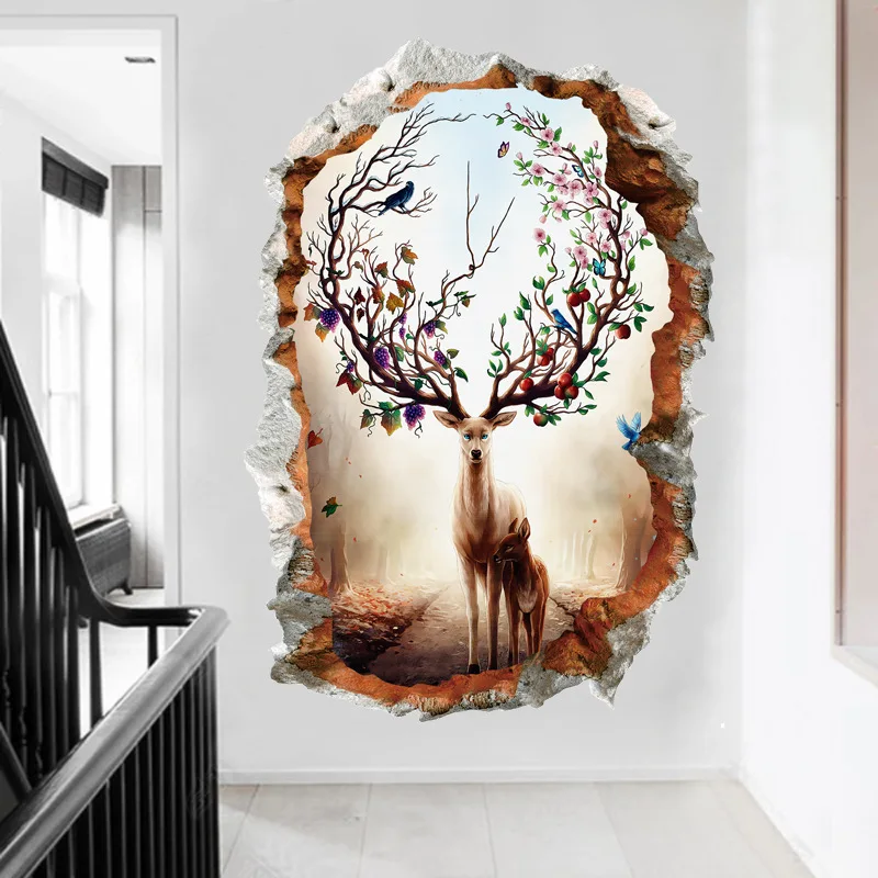 Креативные 3D Животные лося настенные наклейки сделай сам легко удаляемые