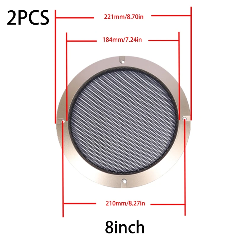

2Pcs Grille Speaker Conversion Net Cover Decorative Circle Metal Mesh Grille Gol