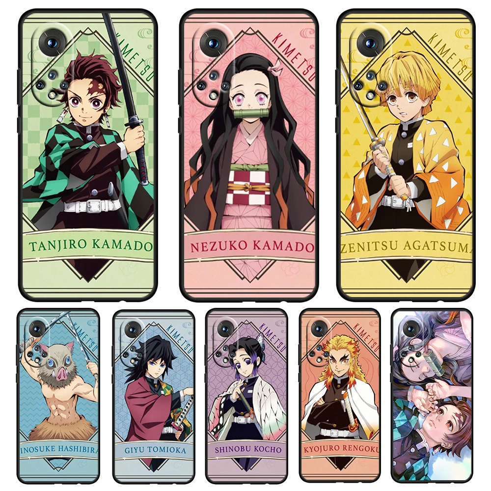 

Demon Slayer Cartoon For Honor 50 30 V30 View 20 20E X20 Play5 5T Magic3 Pro Plus SE Lite 5G Black Soft TPU Phone Case