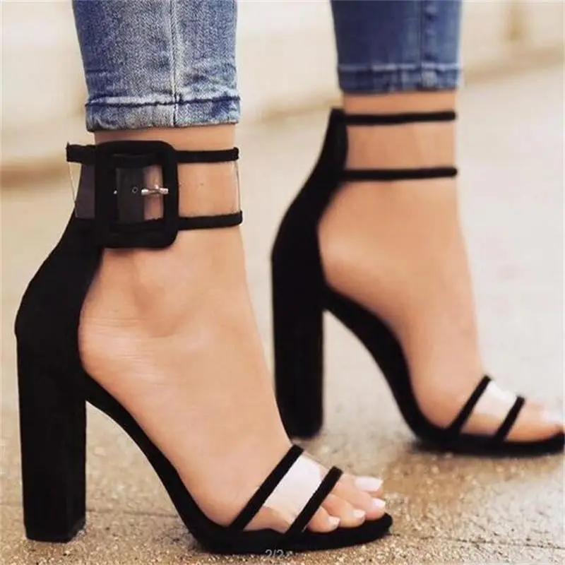 

Women's Sandals 2021 Shoes New Thick Heel Open Toe Sandals Buckle High Heels Women Sandals Sapatos Femininos Chaussure Femme