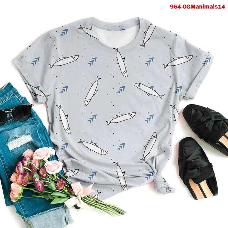 

Animals 3D t shirt Fish Funny Harajuku Anime Short Shirt Summer graphic t shirts Men Clothing Women Pluse Size Tshirt Mens Tees