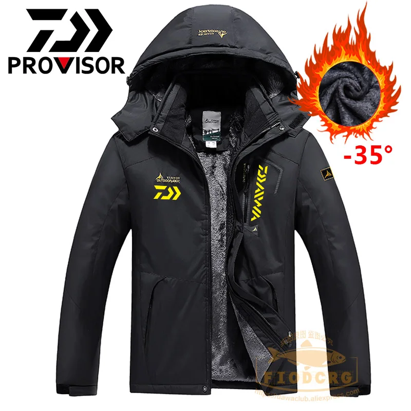 

2022 Winter Fishing Jacket DAWA Fleece Thick Fishing Clothing Waterproof Fishing Coat Windproof Outdoor Sport Jacket Large size