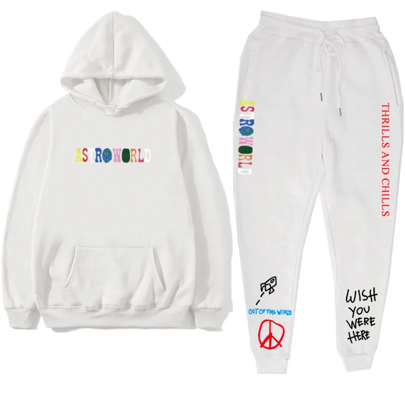

Astroworld THRILLS AND CHILLS Hoodies Plus Pants Autumn Streetwear Pullover Travis Scotts Young Men Women FashionHip Hop Printed