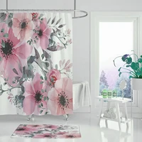 happy tree polyester shower curtain peony flower cloth thick fabric bathroom curtain waterproof shower curtain