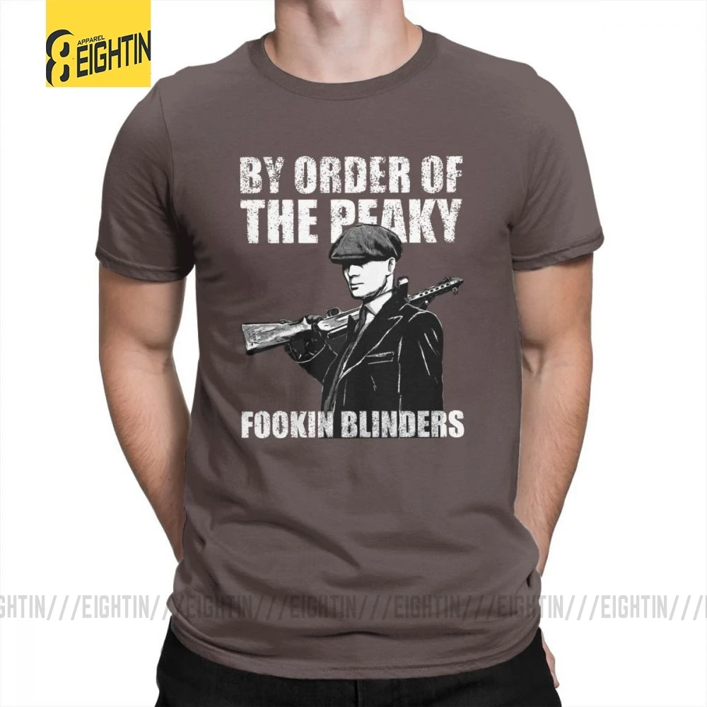 Футболки The Peaky Fookin blinds, хлопок, короткий рукав, круглый вырез, одежда для мужчин, футболки, винтажные, уникальные, 4XL, футболка - Цвет: Коричневый