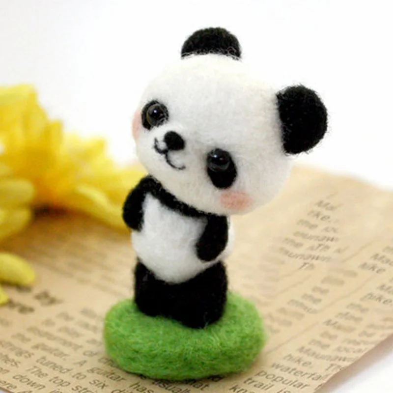 

Jiwuo Non finished Women Handmade Pocket Panda Animal Pet Doll Toy Wool Needle Felting Kit For Needle Material Bag Pack Hot Sale