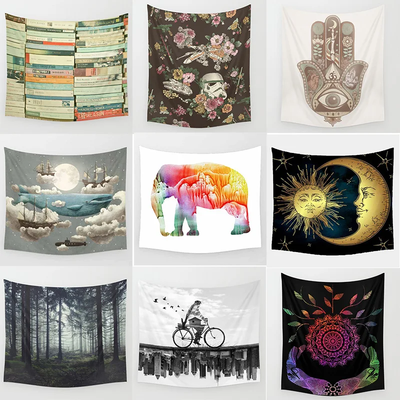 Лидер продаж модный настенный гобелен с цветами и слонами украшение для дома