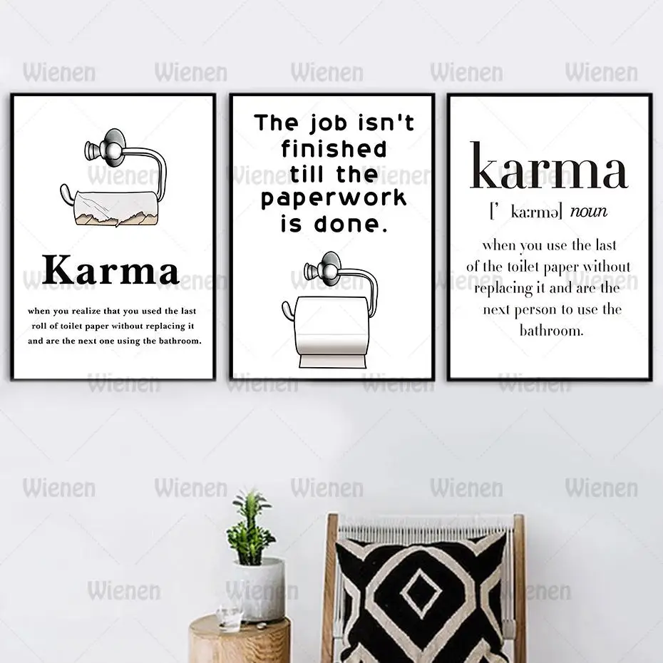 Картина на холсте забавная туалетная бумага Карма плакаты и принты