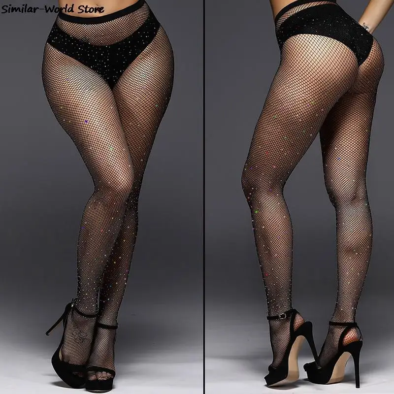 

Женские белые сетчатые чулки стразы, сетчатые колготки со стразами, чулки, Лидер продаж, нижнее белье