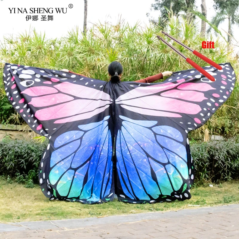 Flügel Mit Sticks Bauchtanz Isis Schmetterling Regenbogen Bunte Flügel Erwachsene Frauen Bauch Tanzen Zubehör Monarch Flügel Kostüme