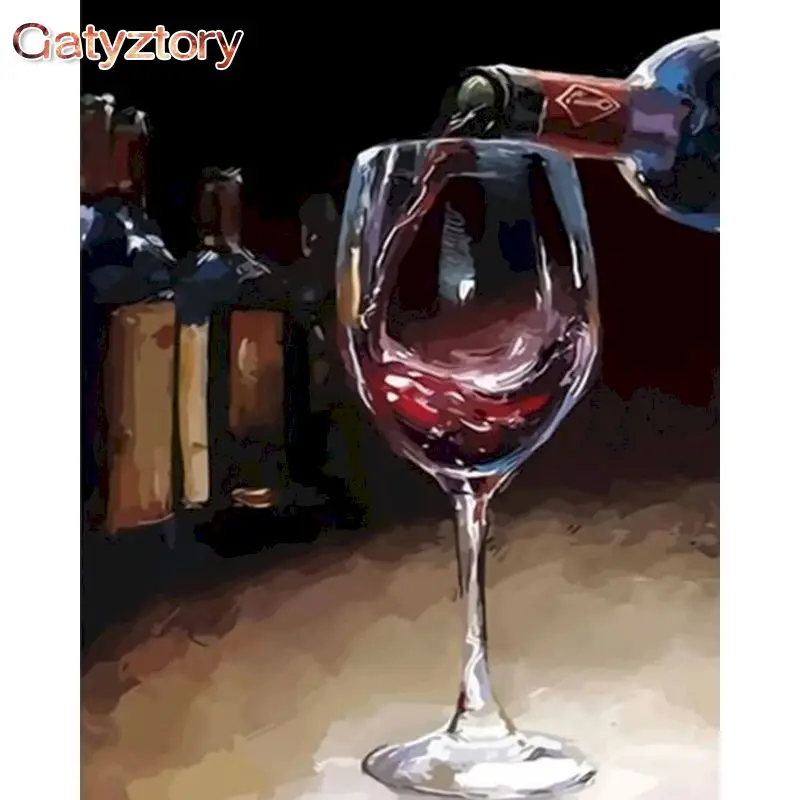 

Paint By Numbers For Adults Red wine Table Decoration Modern Photo Frames Oil On Canvas Handmade Gatyztory Diy Kit