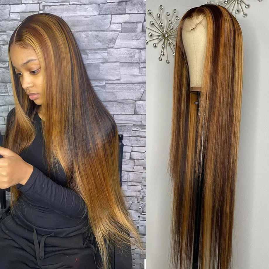 

Highlight Wig Human Hair Lace Frontal Wigs For Women Human Hair Brazilian 30 32 Inch T Part Lace Ombre Straight Lace Front Wig