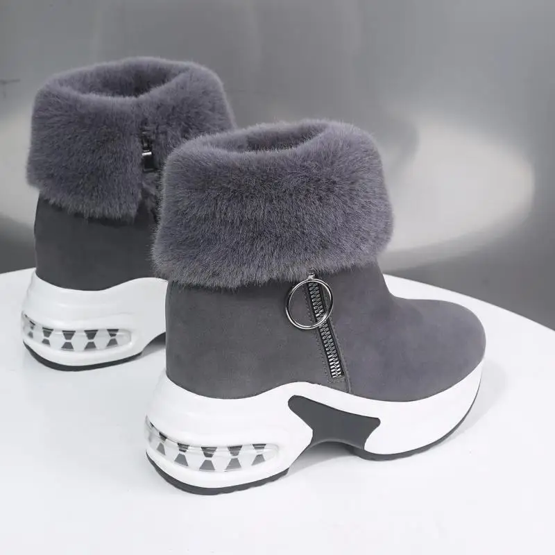 Женские ботильоны, теплая плюшевая зимняя обувь для женщин, ботинки на высоком каблуке, женские ботинки для снега, зимняя обувь, увеличивающ... от AliExpress RU&CIS NEW