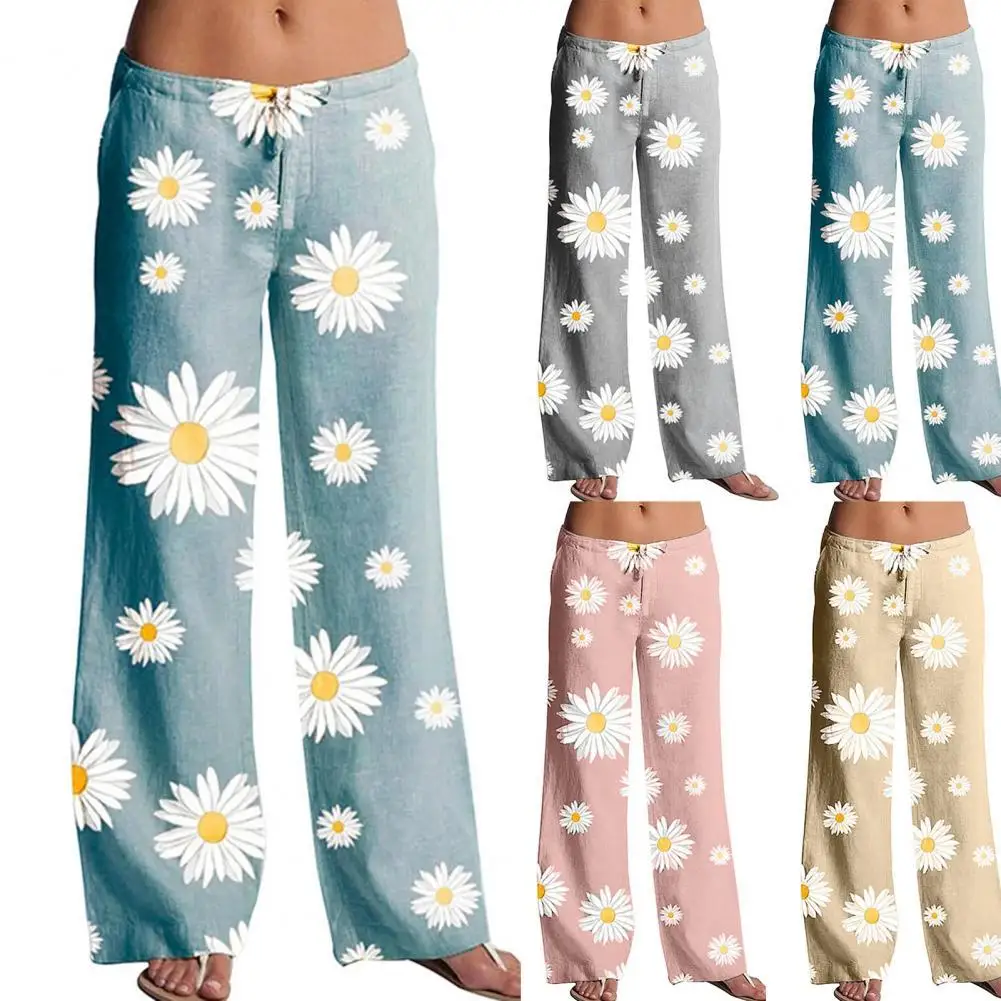 

2021 Fashion Women Pants Marguerite Print Low Waist Wide Leg Loose Trousers Slacks for Daily Life Party Pants Joggers Women New