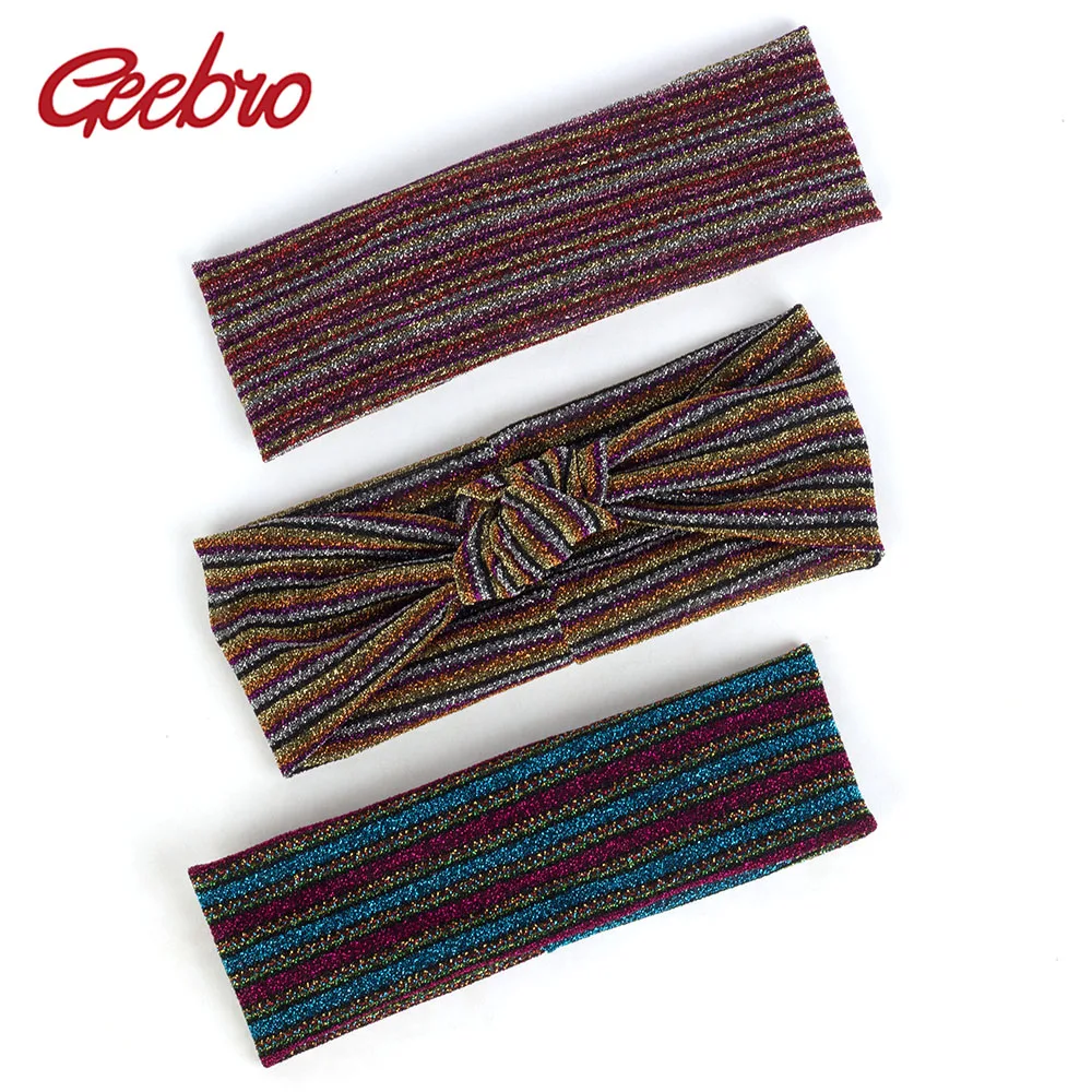 Повязка на голову Geebro Женская эластичная модная Блестящая лента в богемном стиле