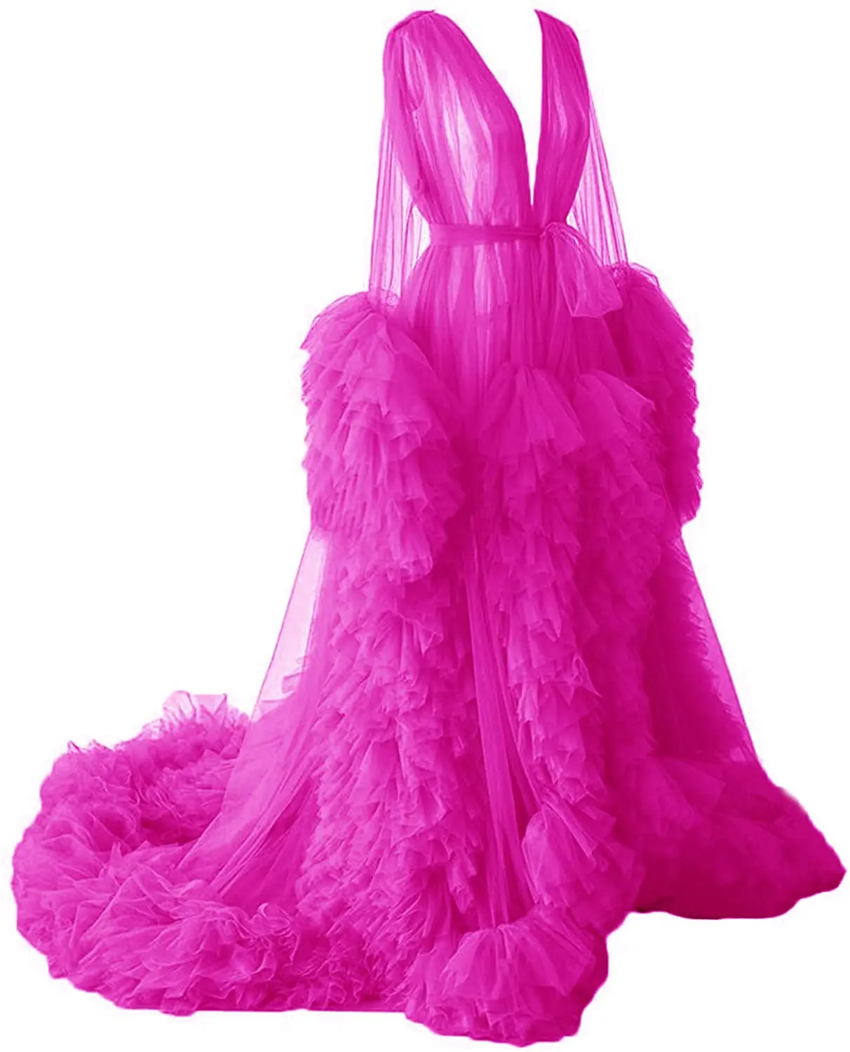 2021 Ladies Dressing Gown Perspektive Sheer Long Robe Fluffy Dessous Fotografie