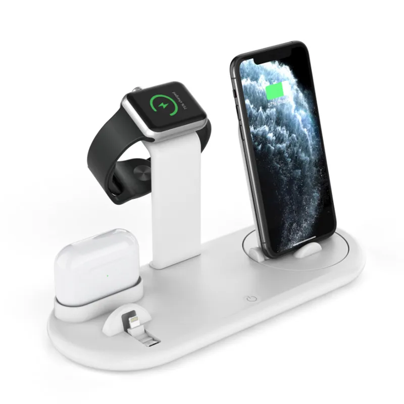 7 в 1 10 Вт Беспроводная зарядная подставка с лампой для IPhone Airpods Apple Watch PD Type c