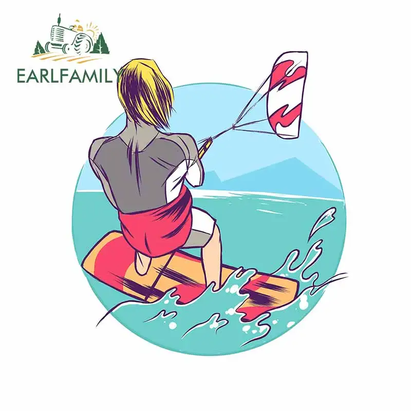 

EARLFAMILY 13cm x 11.9cm for Kitesurfing Car Sticker Windows Windshield Decal Refrigerator Camper Silhouette Bumper Decoration