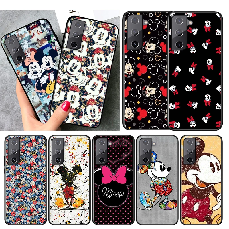 

Disney Luxury Mickey Minne For Samsung S22 S21 S20 FE Ultra Pro Lite S10 5G S10E S9 S8 S7 S6 Edge Plus Black Phone Case Capa