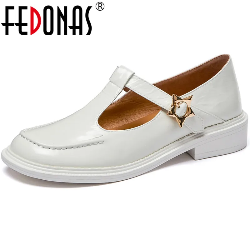 

FEDONAS/Женская обувь Mary Jane; Коллекция 2021 года; Сезон весна; Трендовая обувь из натуральной кожи; Женские туфли-лодочки на толстом каблуке с квад...