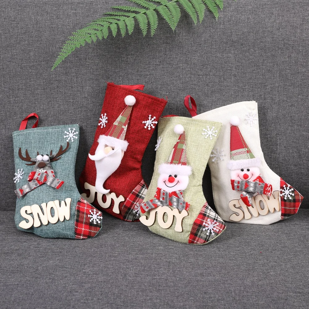 Adornos navideños, medias decorativas, Mini calcetines de Papá Noel, bolsa de regalo de dulces, decoración Para El Hogar