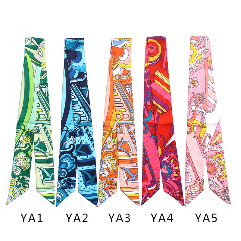 

New Japanese Style Scarf Printing Bag Handle Tie Wrap Silk Scarf Fashion Head Scarf Small Long Skinny Scarves 100*5 cm