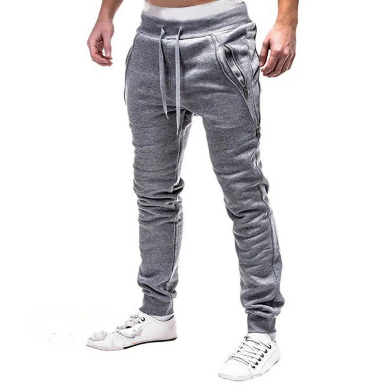 IceLion 2021 New Fitness Casual Men's Pants Pantalon Hombre Solid Mens Trousers Drawstring Pencil Zipper Sweat Men | Мужская одежда