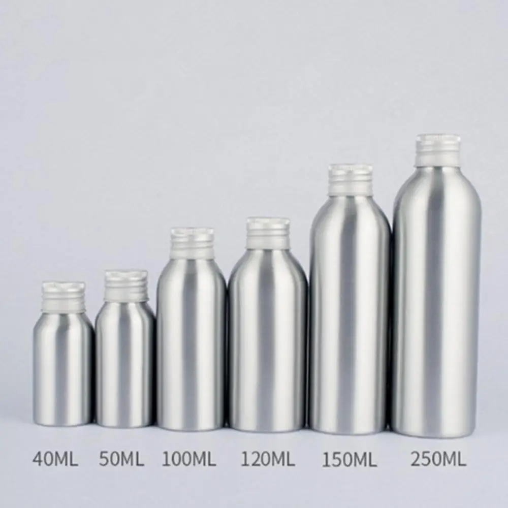 40-150ML Aluminum Bottle With Lid Cosmetics Bottle Travel Refillable Bottle Portable Empty Container Toner Hydrosol Bottles