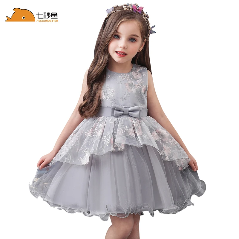Baby Dress Summer Girl's Embroidered Enfant Birthday Princess Bow Floral Children's Puff Dresses 1-5y Girl Vestidos | Детская