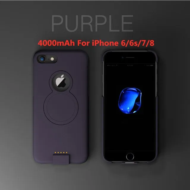 Purple 1 Для iP 8/7/6 Расширенный чехол для аккумулятора телефона для iPhone 8/7/6s/6 Plus Беспроводной магнитный чехол для зарядного устройства для iPhone Xs/X - Цвет: Purple 1