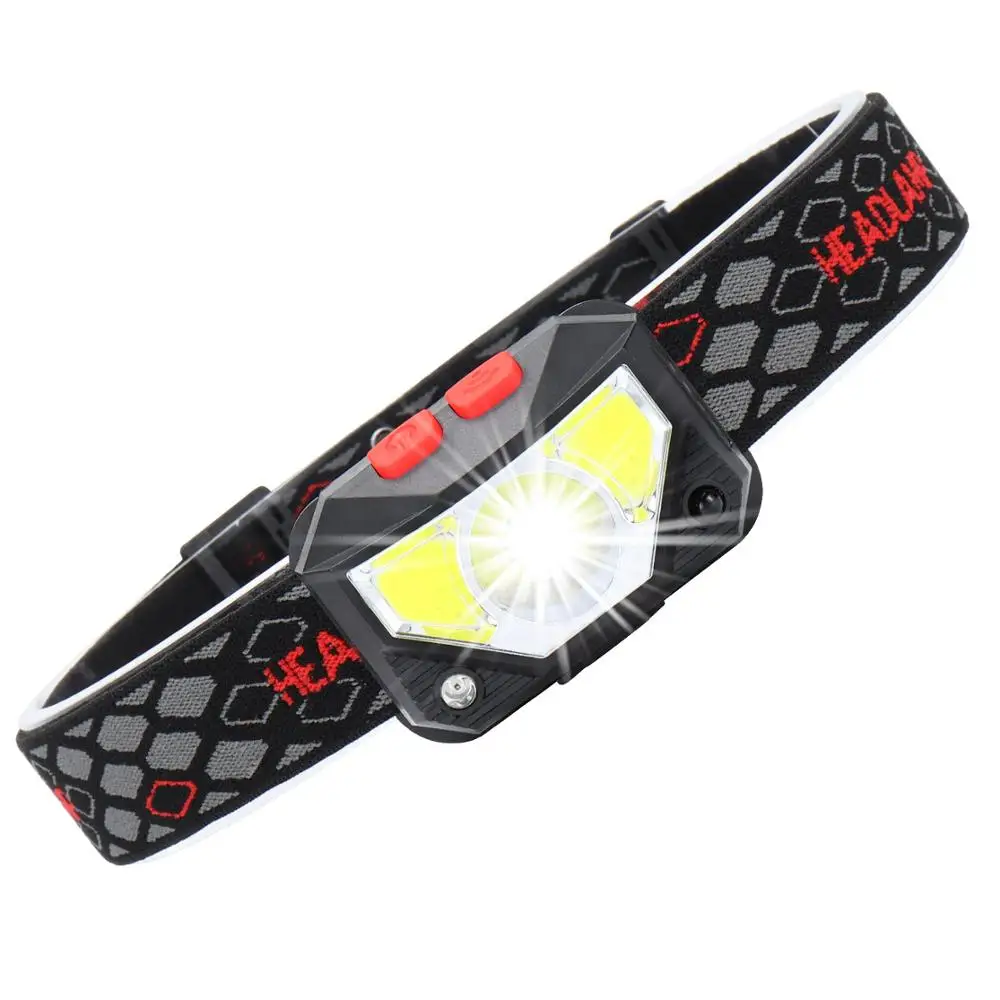 XML-Q5 LED Rechargeable Headlamp White Red Finger Induction Headlights Head Light Lamp Torche's Flashlight Built-in Battery | Лампы и