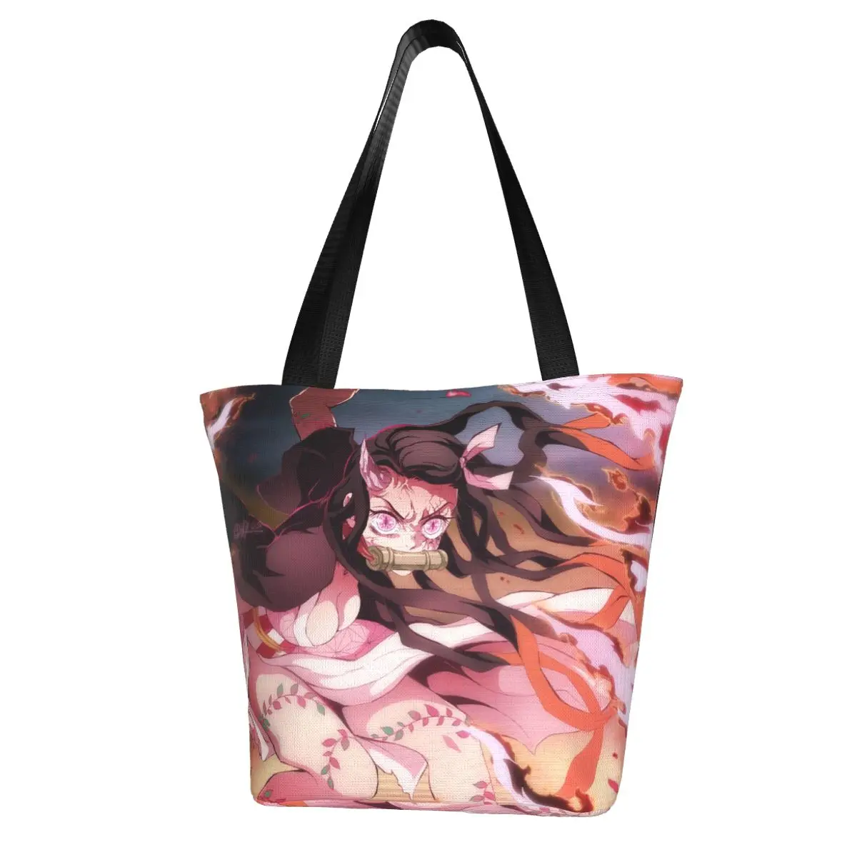 Nezuko Shopping Bag Aesthetic Cloth Outdoor Handbag Female Fashion Bags