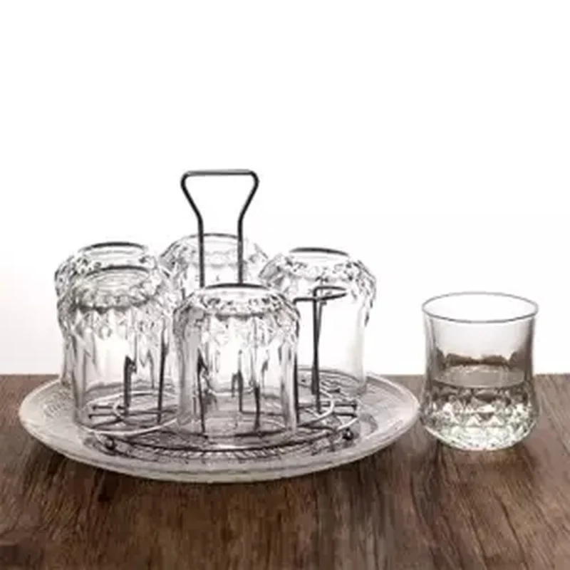 Стеклянная чашка домашний набор 6 шт. в упаковке с подносом подстаканником