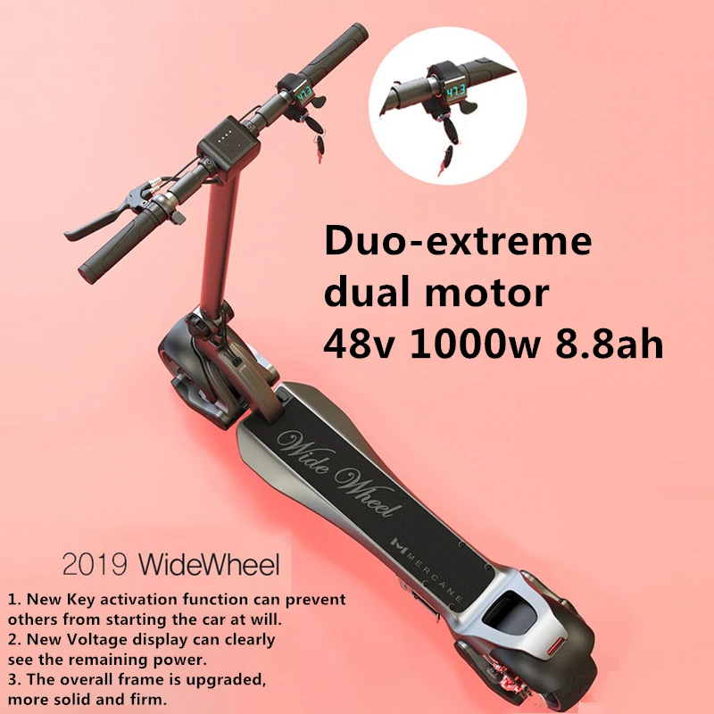 2019 Duo-extreme Новейший Mercane WideWheel Kickscooter умный электрический скутер складной широкий колеса 48 в 500 Вт 45 км/ч двойной мотор скейт Ховерборд - Цвет: 2019 Duo-extreme