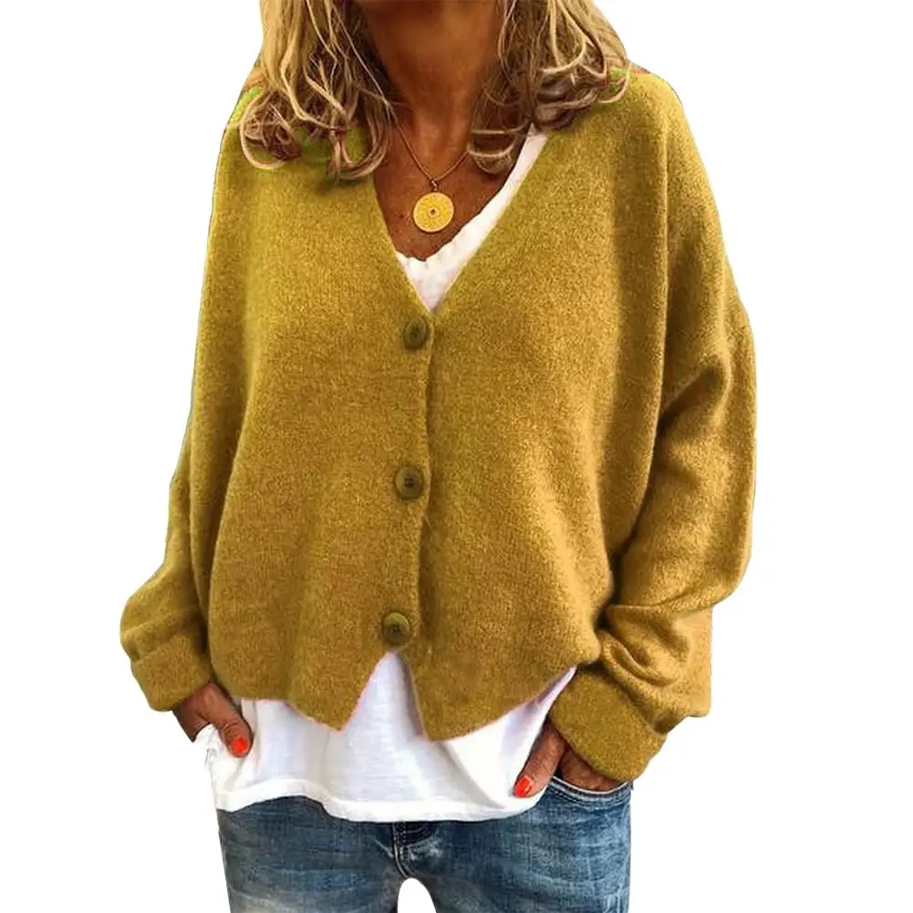 Cardigan Women Sweaters Solid Bright Color Autumn Winter Long Sleeve Cardigan for Women Outwear Knitted Sweaters Cardigan Coat