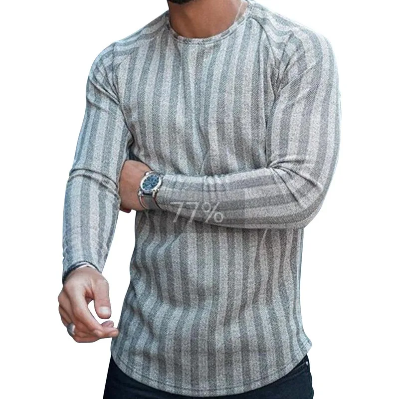 

2021 Spring Casual Long Sleeve Plaid Print T Shirt Men Autumn Fashion O Neck Pullover Male Plus Size Striped Top Tee Streetwear