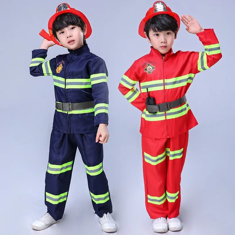 

Детская Униформа Пожарника косплей костюм с длинным рукавом для представлений в детском саду костюм на Хэллоуин Детский Пожарный костюм для косплея