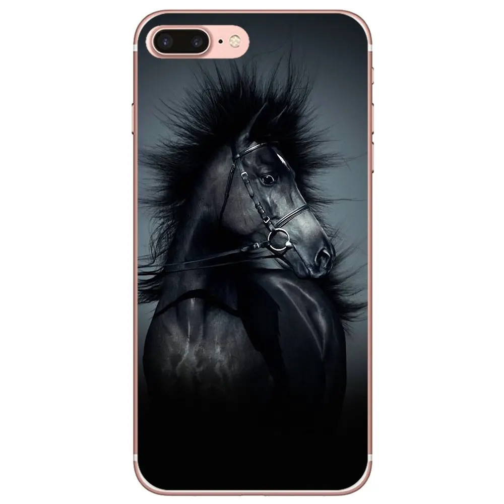 Красивый мягкий силиконовый чехол из ТПУ с изображением темной лошади для iPod Touch 5