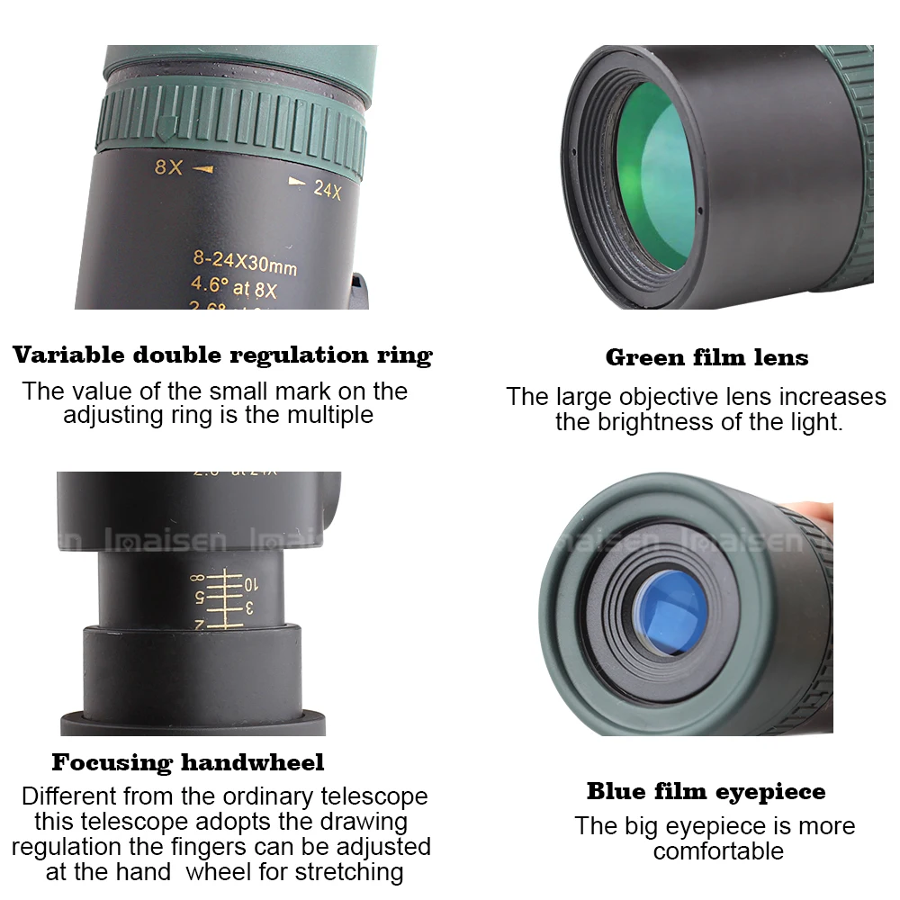 8X 24X Одноместный телескоп Zoo одиночный высококачественный телескоп|Оптические
