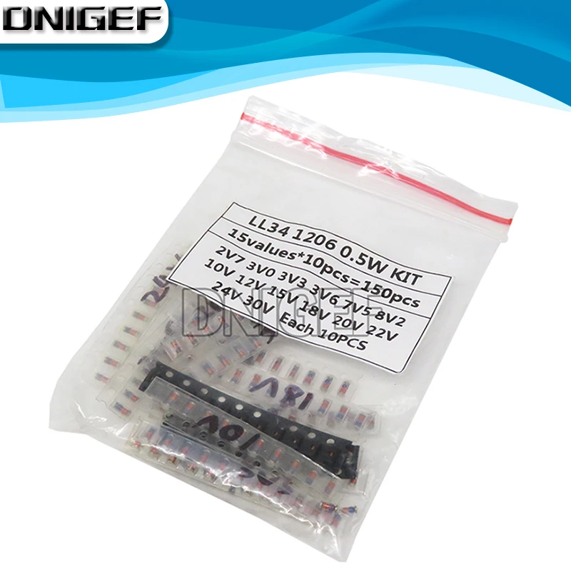 50PCS ZMM5V1 3V 3V3 3V9 4V7 5V1 7V5 8V2 10V 12V 15V 16V 18V 20V 24V LL34 3.3V 0.5W 1/2W Zener Diode SMD diode KIT | Электронные