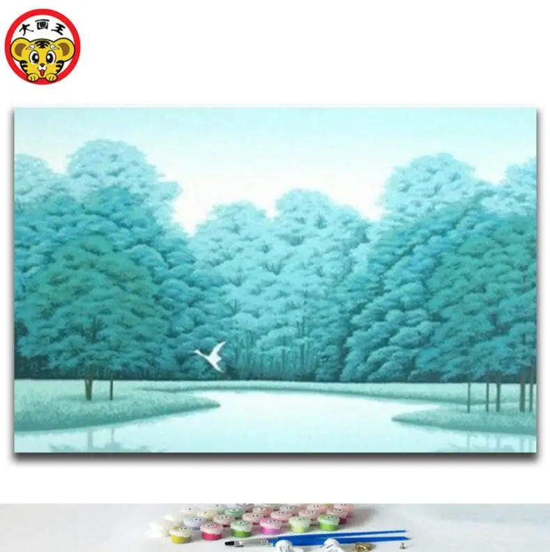 painting by numbers art paint number Popular DIY home decor White Horse in the Forest | Дом и сад